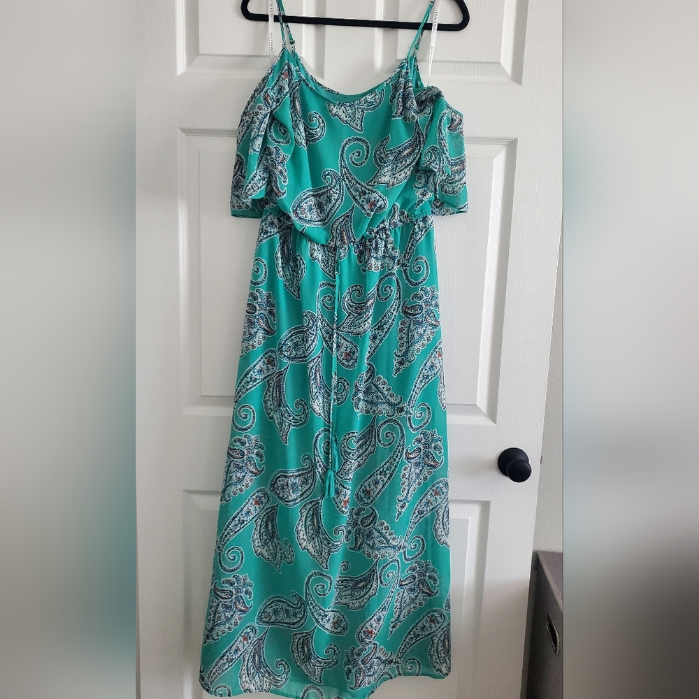 Bisou Bisou Womens Teal Paisley Maxi dress size 14